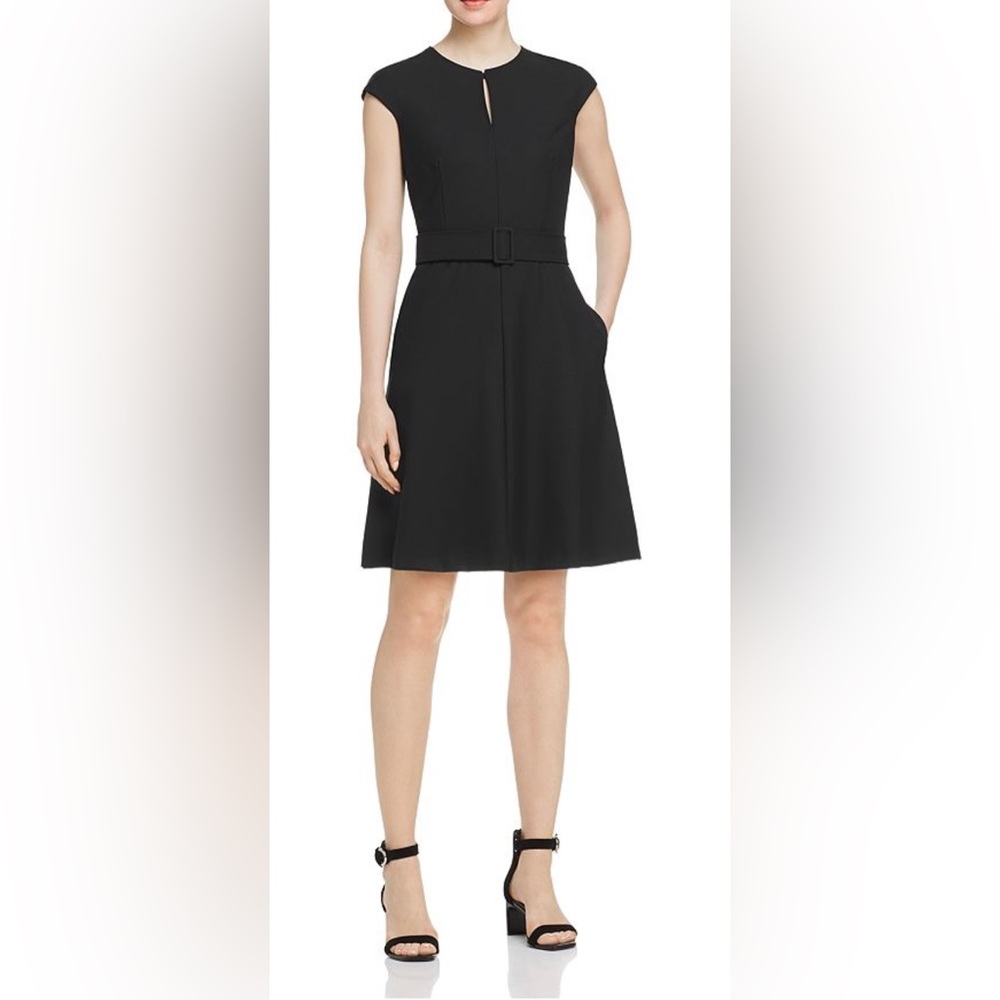 Marella size 2 black a line dress with pockets.